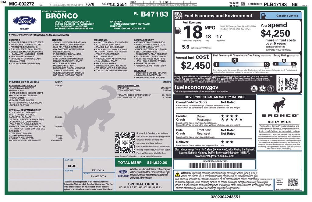 2023 Ford Bronco Black Diamond