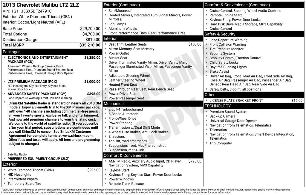 2013 Chevrolet Malibu LTZ w/2LZ