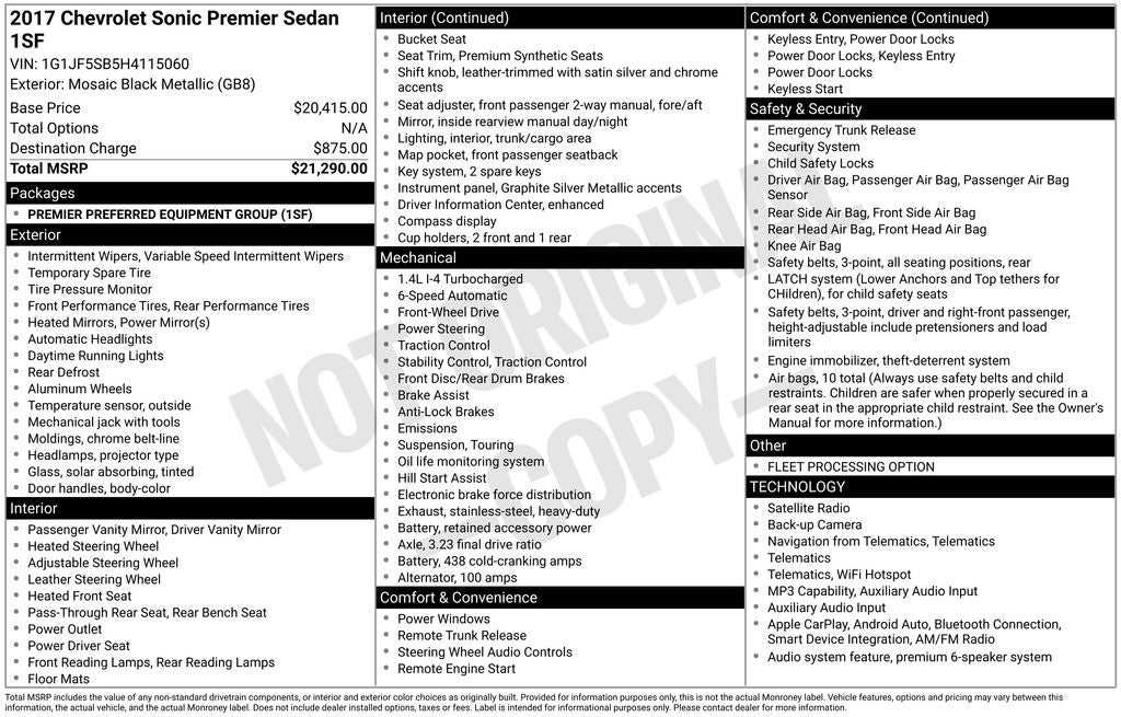 2017 Chevrolet Sonic Premier