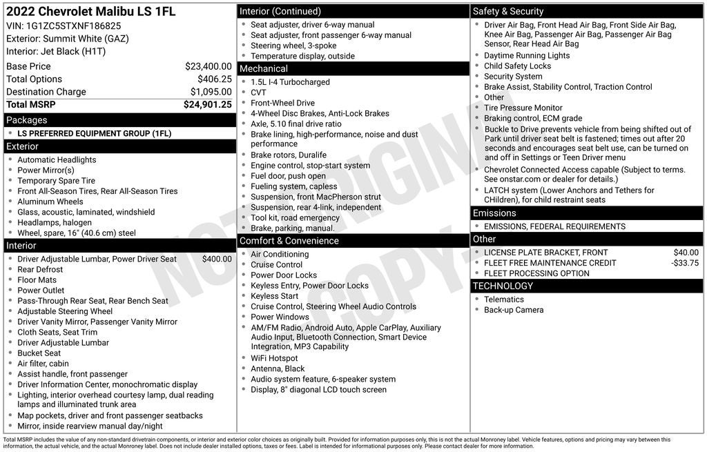 2022 Chevrolet Malibu LS 1FL