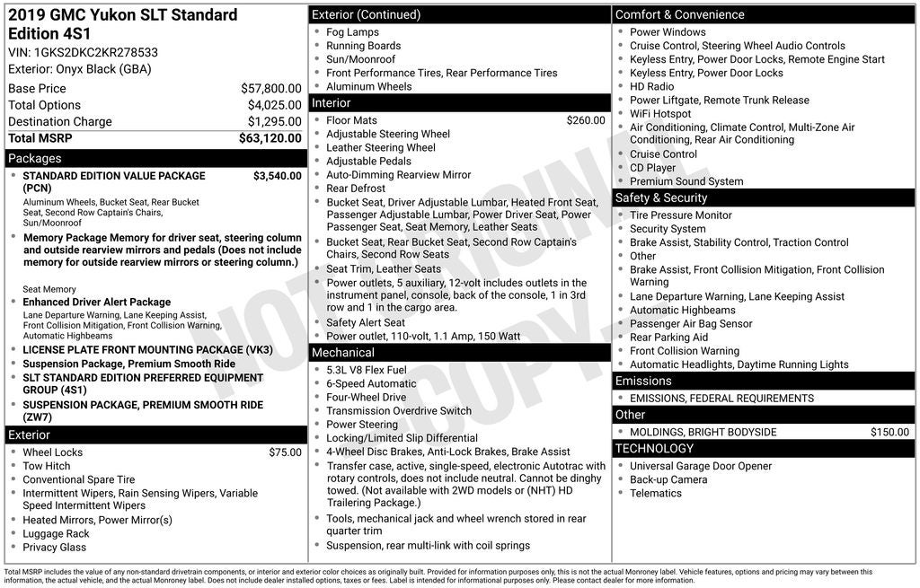 2019 GMC Yukon SLT Standard Edition