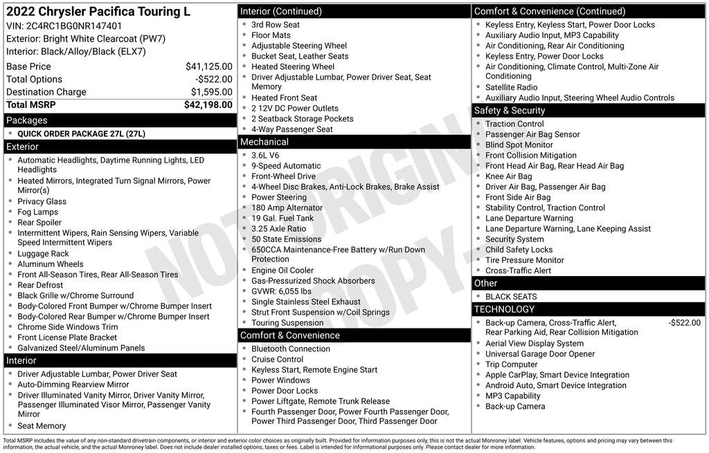 2022 Chrysler Pacifica Touring L