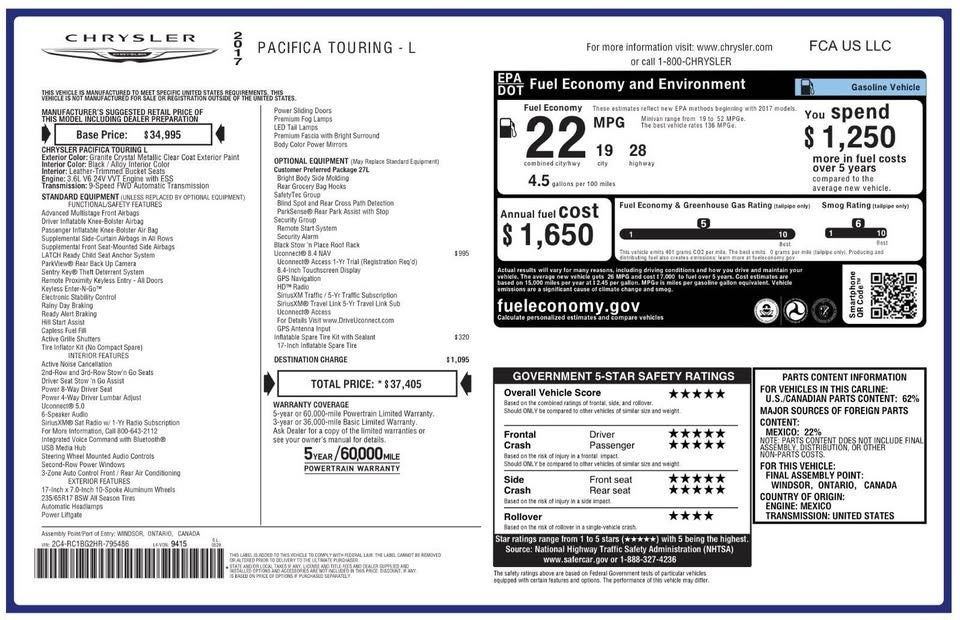 2017 Chrysler Pacifica Touring L