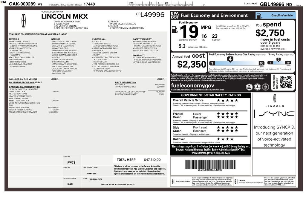 2016 Lincoln MKX Select