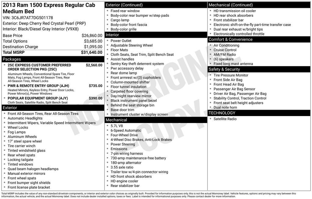 2013 RAM 1500 Tradesman/Express