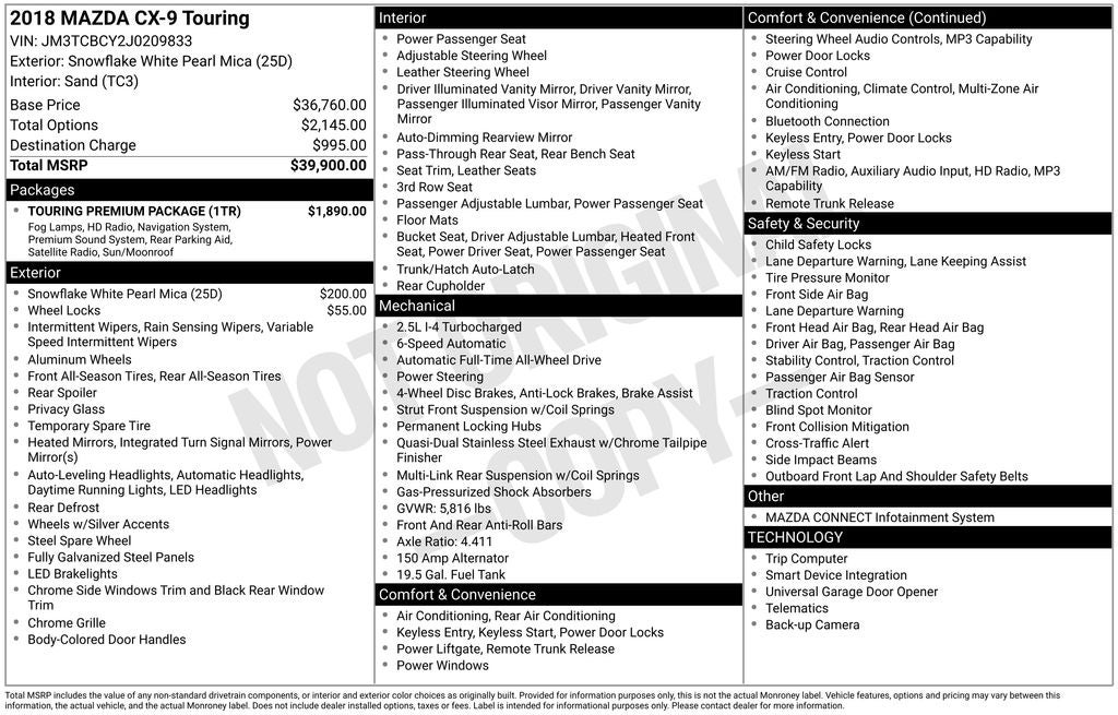 2018 Mazda Mazda CX-9 Touring