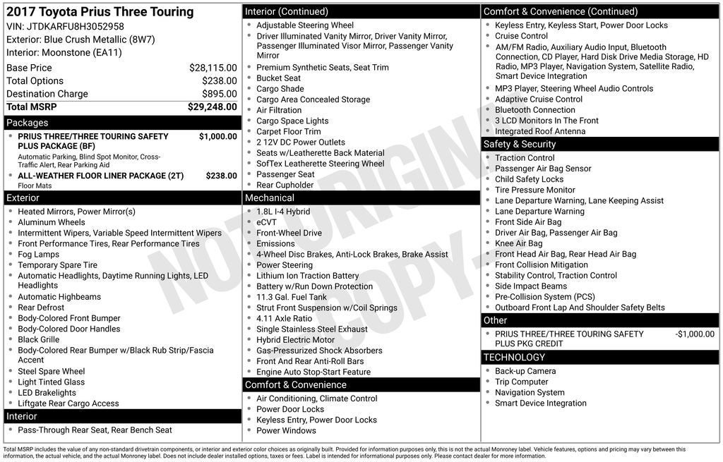 2017 Toyota Prius Three Touring