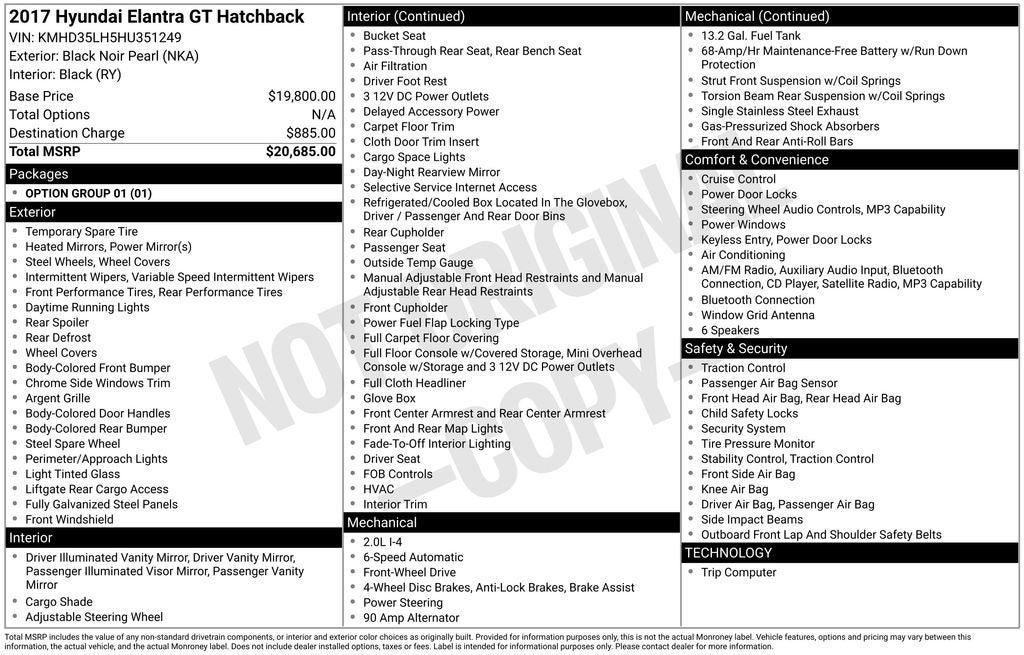 2017 Hyundai Elantra GT Auto